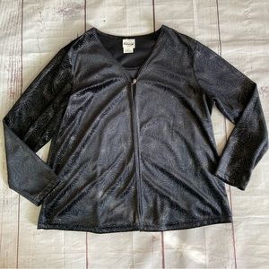 Bentley Women’s 1X XL Cardigan Single Button One Piece Sparkly Glitter Printed